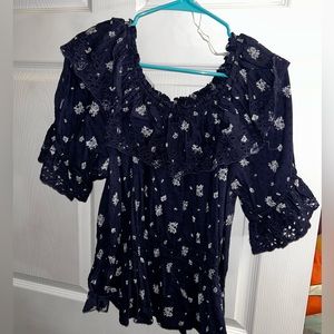 Navy and white blouse